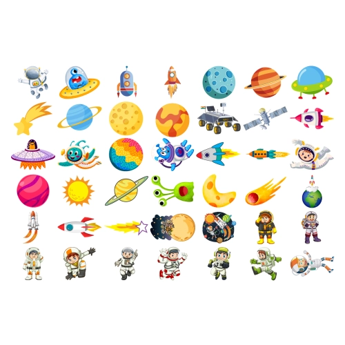 Space Theme Sticker Sheet | Astronauts, Rockets, Planets & Aliens for Kids